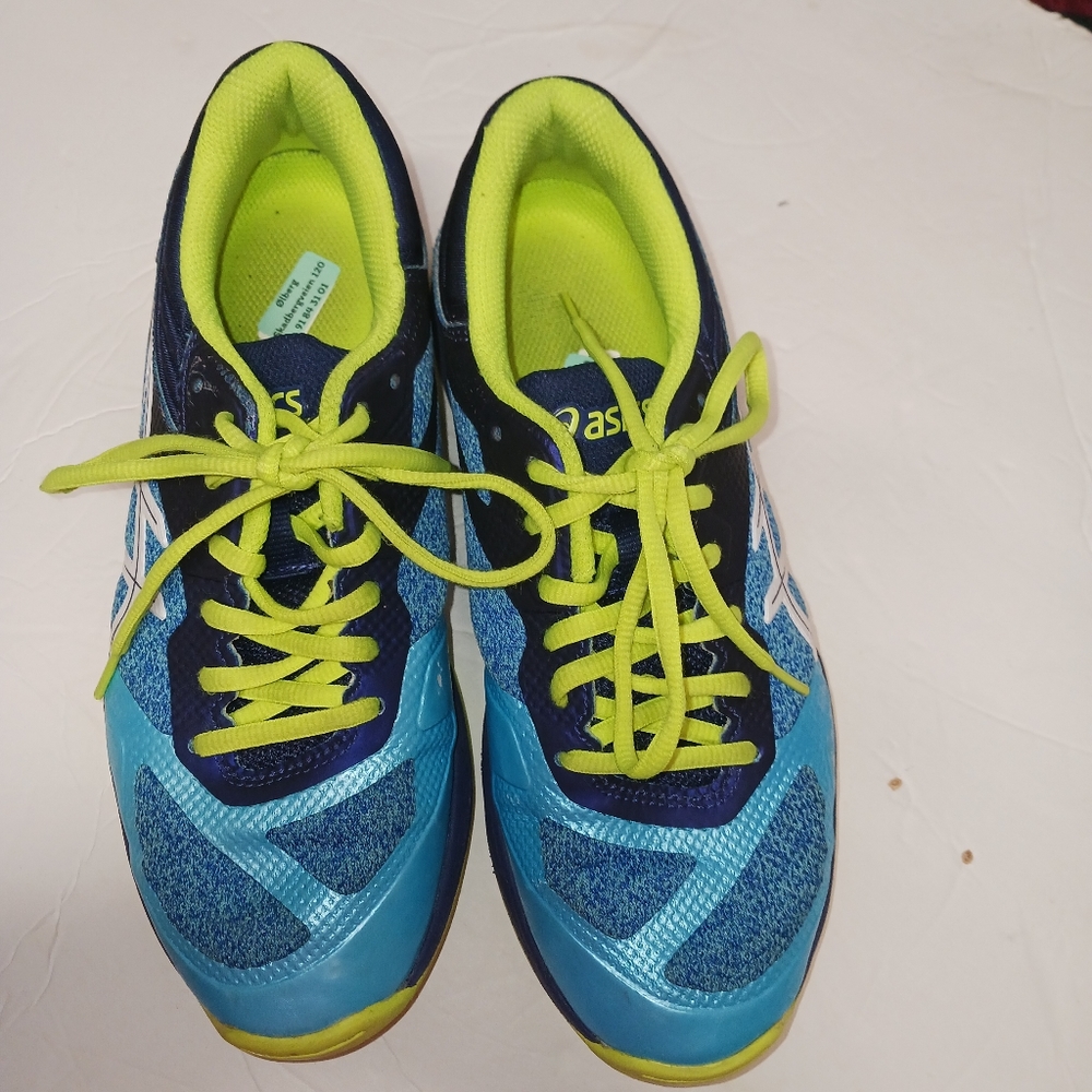 OASICS WOMEN NETBURNER BALLISTIC FF Low Volleyball Shoes 1052A002 Blue Yell
